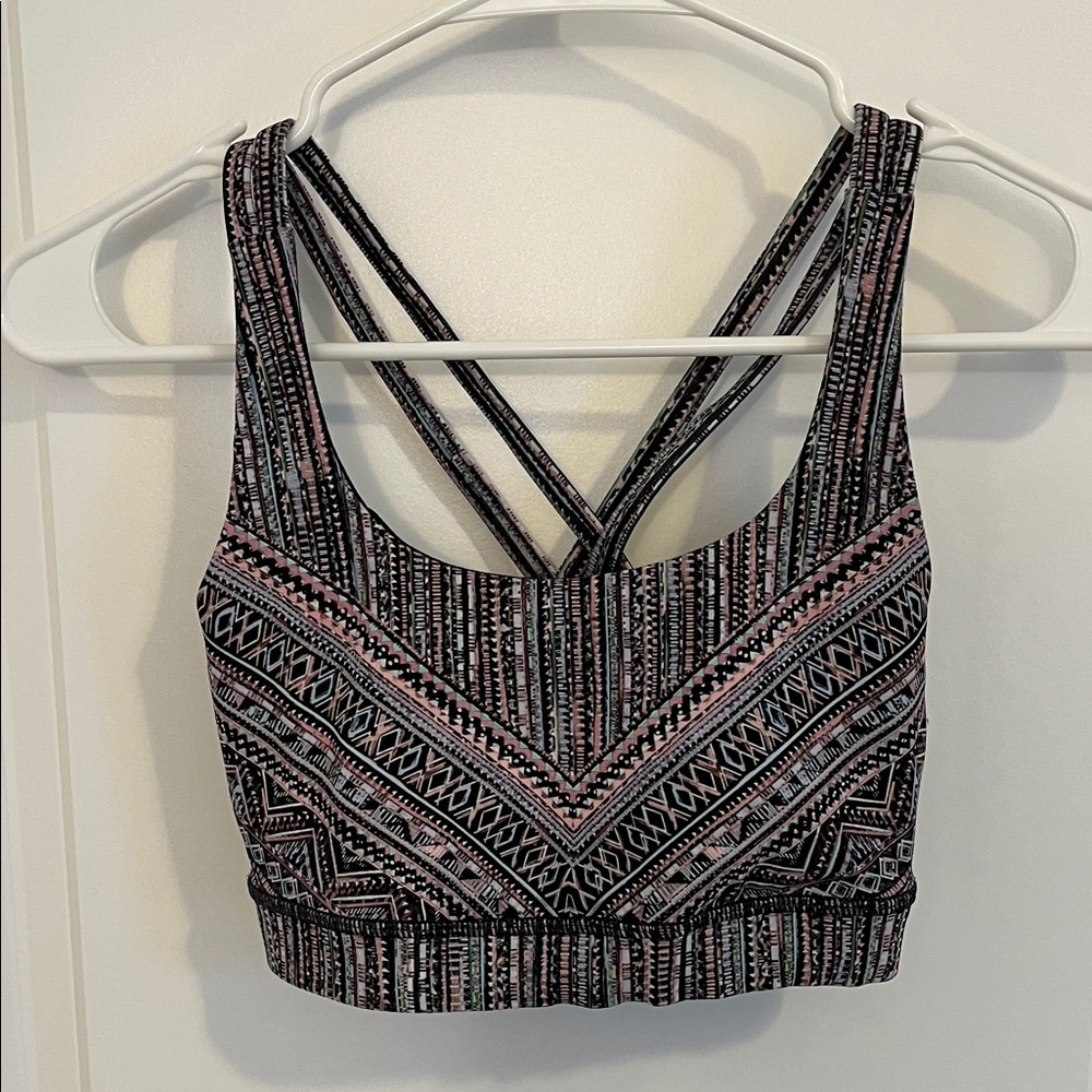 lululemon athletica Geometric Black and Pink Sports Bra